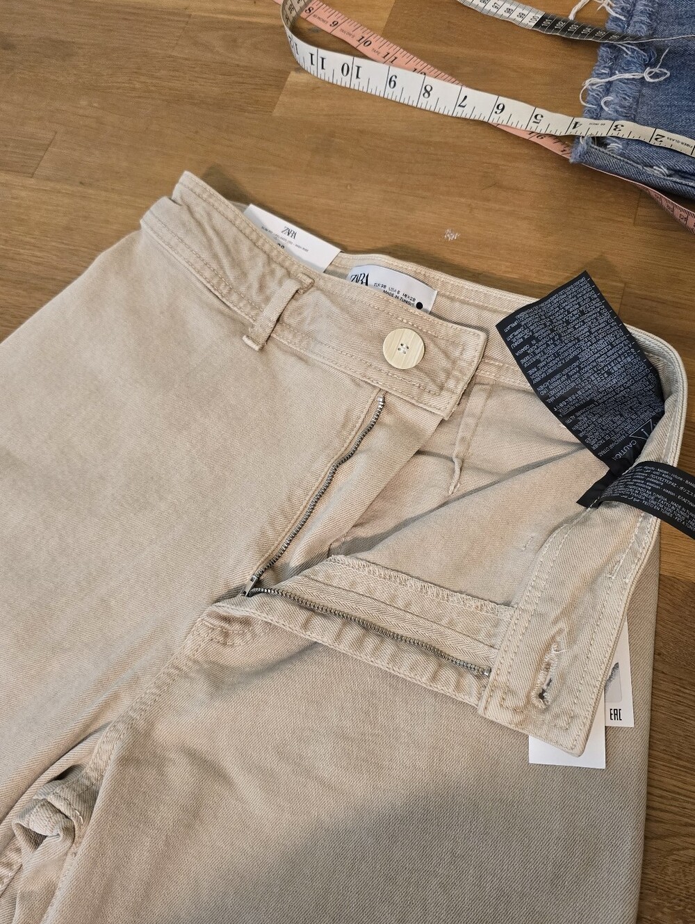 ZARA 6 The Marine Straight Stone Grey Beige Tan Jean Neutral Minimalist 6 - Picture 8 of 11